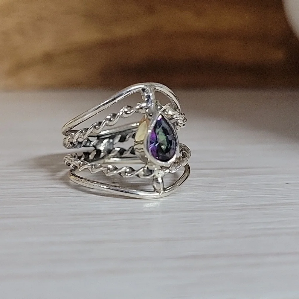 MYSTIC TOPAZ TWISTED STERLING RING - Picture 4 of 11